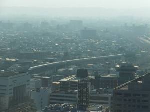 The "shinkansen" or bullet train as seen from Kyoto Tower. Photo by Jose Ramos, September 13, 2013